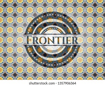 Frontier arabesque style emblem. arabic decoration.
