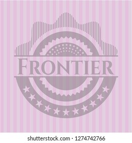 Frontier badge with pink background