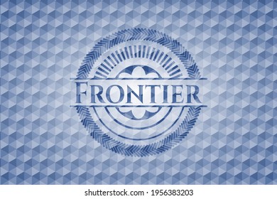Frontier blue hexagon badge. Vector Illustration. Detailed. 