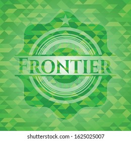 Frontier green mosaic emblem. Vector Illustration. Detailed.