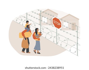 Frontier migration isolated concept vector illustration. Frontier migration services, moving abroad, border patrol control, illegal legal refugee, application form, border cross vector concept.