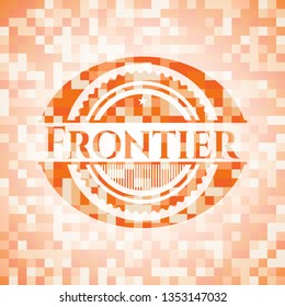 Frontier orange mosaic emblem with background