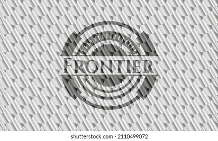 Frontier silver color badge. Scales pattern. Vector Illustration. Detailed. 