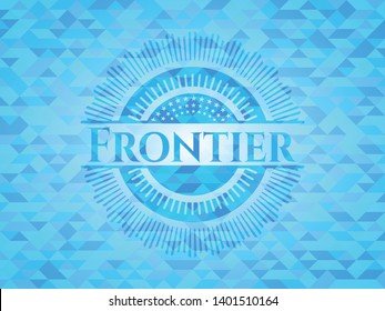Frontier sky blue emblem with mosaic background
