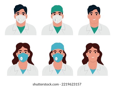 Frontline heroes illustration of doctors. Flat style vector