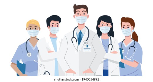 Frontline Heroes Illustration Doctors Nurses Characters Stock Vector ...