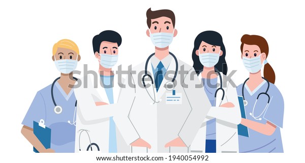 Frontline Heroes Illustration Doctors Nurses Characters Stock Vector ...