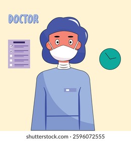 Frontline heroes vector, Illustration of doctors and nurses characters wearing masks illustration design. 