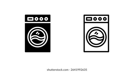 Front-load washing machine icon set for laundry and home appliances