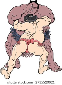 A front-on illustration of sumo.