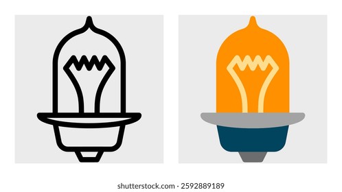 A front-view automotive bulb icon in black outline and colored versions. The filament and base are clearly visible, making it ideal for automotive part catalogs apps, repair manuals.