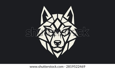 Front-view polygonal wolf emblem ideal for branding and identity.