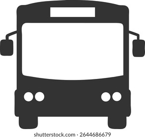 Silhueta de visão frontal de um ônibus com faróis e painel de sinais - Ícone de transporte público