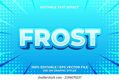 Frost 3d Texteffekt mit glänzendem Thema. Blaue Typografie-Vorlage für Eisprodukte