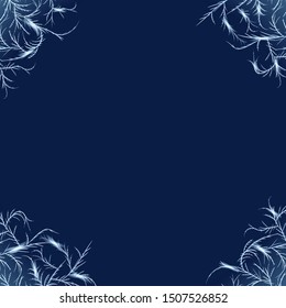 Frost corners overlay. Tangled patterns of ice crystals decoration elements
