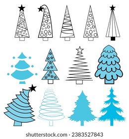 Frost, Flake, Christmas Tree, Ice Crystal, Tree, Ice, Cartoon, Sign, Silhouette, art, Icon, Vector, Frozen, Snow, Weather, Decoration, Illustration, Christmas, New Year, Merry, Nature, Snowflake