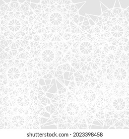 Frost Folk Complicated Print Soft White Mandala Calm Ornament. Satanic Monochrome Grey Mystery Sharp Luxury Lace Stars Wallpaper. Chaotic Ice Light Winter Silver Pastel Cold Ornamental Illustration.