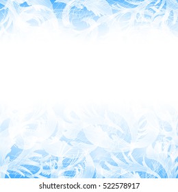 Frost glass pattern. Winter blue background. Vector christmas illustration.