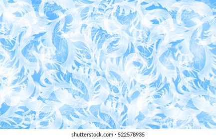 Frost glass pattern. Winter blue background. Vector christmas illustration.
