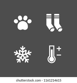 frost icon. 4 frost set with thermometer, winter, pawprint and snow vector icons for web and mobile app