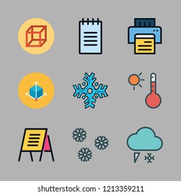 frost icon set. vector set about snow, snowflake, temperature and cube icons set.