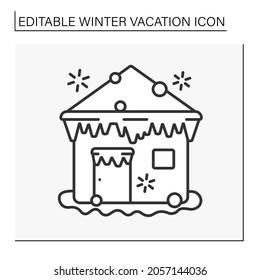 Frostzeilensymbol. Schwerer Frost im Freien. Kaltes Wetter. Icicle. Winterurlaub-Konzept. Einzige Vektorgrafik. Bearbeitbarer Hub