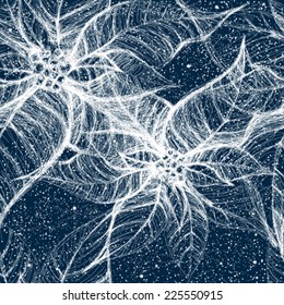 Frost on the window like flower / Seamless pattern with Poinsettia 