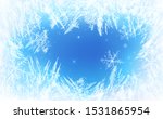 Frost pattern background. Frozen texture in winter (vector ice crystals) with snowflakes. Star sparkle background