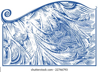 Frost pattern on window glass, hand drawing, vector illustration