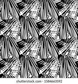 Frost patterns. Black and white. Seamless pattern. Endless texture. 