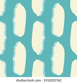 Frost seamless pattern in hand drawn style with glacier silhouettes. Blue bright background. Simple design. Designed for fabric design, textile print, wrapping, cover. Vector illustration