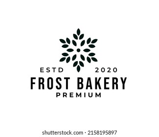 frost snow wheat bakery logo. Bakery logo, snow flakes logo