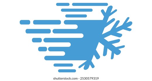 Ícone de floco de neve gelado com efeito de velocidade rápida. Ilustração de vetor projetada para abstração moderna com símbolos de velocidade, corrida, progresso, energia.