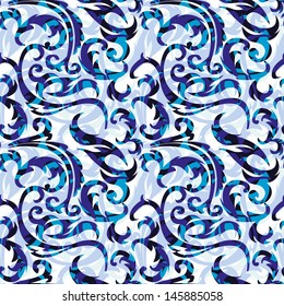 frost vector pattern, beautiful blue ornate retro pattern