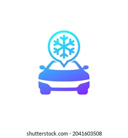 icono de aviso de hielo con un coche