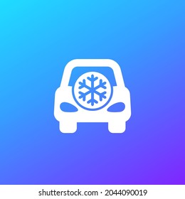 icono de aviso de heladas con un coche, vector