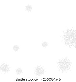 Frost White Grey Chaotic Wallpaper. New Year Cold Stars Sharp Luxury Pattern. Christmas Ice Silver Winter Snowflakes Sky Wallpaper. Innocent Print Monochrome Mystery Mandala Illustration.