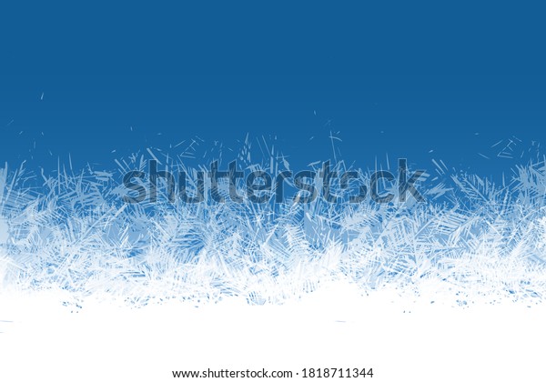 Frost window. Frozen ornament blue ice\
crystals pattern on window winter beautiful ice frame frosty\
crystal pattern transparent icy structure xmas festive frostwork\
abstract vector isolated\
background