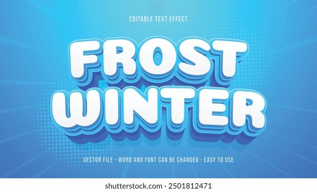 Frost winter 3d editable text effect, holiday editable text style effect