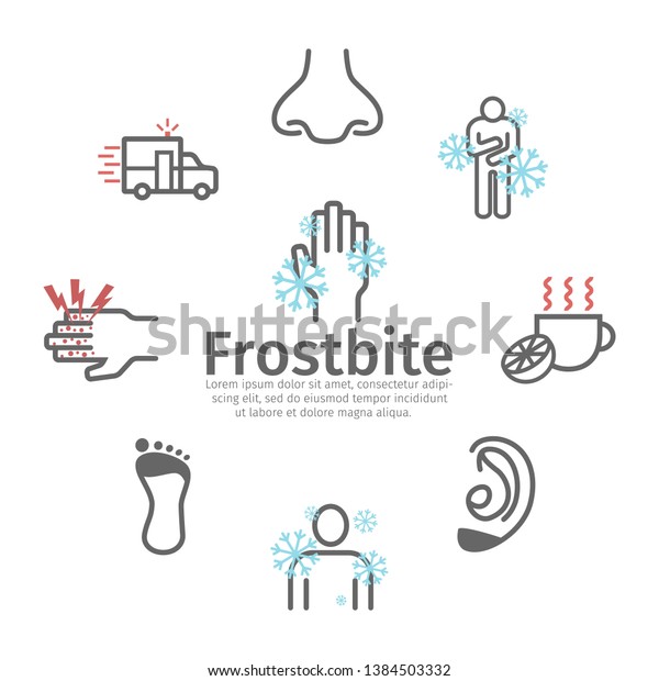 Frostbite Banner Symptoms Line Icons Set Stock Vector Royalty Free 1384503332 Shutterstock