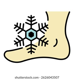 Frostbite foot icon. Outline frostbite foot vector icon color flat isolated