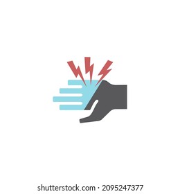 Frostbite of the hand. Symptoms, icons set. Vector signs for web graphics.