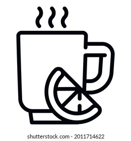 Icono de la taza de té caliente de congelador. Contorno congelar el icono vectorial de taza de té caliente para diseño web aislado en fondo blanco