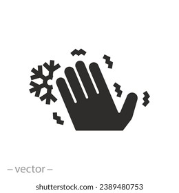 frostbite limb icon, frozen hand, flat symbol - editable stroke vector illustration