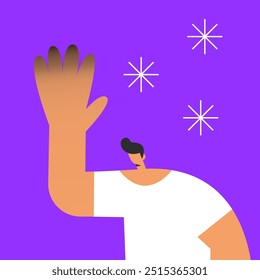 Frostbite stage. Man Hand diseases with black fingers in winter cold season. Flat vector illustration in cartoon style.