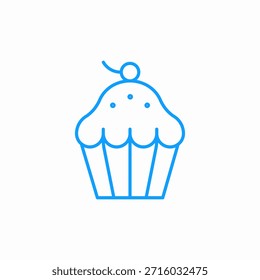 frosted cupcake cherry icon sign vector