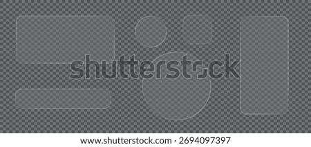 Frosted Glass Buttons and Frames | Transparent Glass UI Elements Set