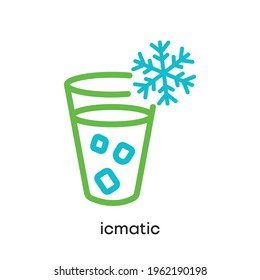 Frosted glass icon. Ice maker icon. This symbol is the symbol for the freezing point of water. Colorful snowflake icon. Editable Stroke. Logo, web and app.