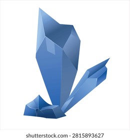 Frosted ice crystal shard 2D game asset. Frozen blue crystal cluster with facets, ice mineral icon for fantasy or winter games isolated on light background.