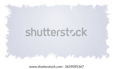 Frosted ice frame on gray background. Frozen glass border with icy texture. Winter banner design resembling a frozen window. EPS10 vector illustration.